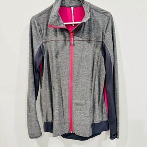 Lululemon Athletica Women's Gray Pink Zip Up Jacket Athletic Track Jacket Size L